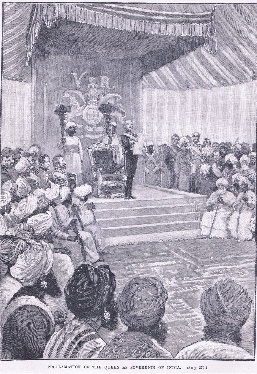 A királynő kikiáltása India szuverénjévé 1858-ban alkotó: William Heysham Overend