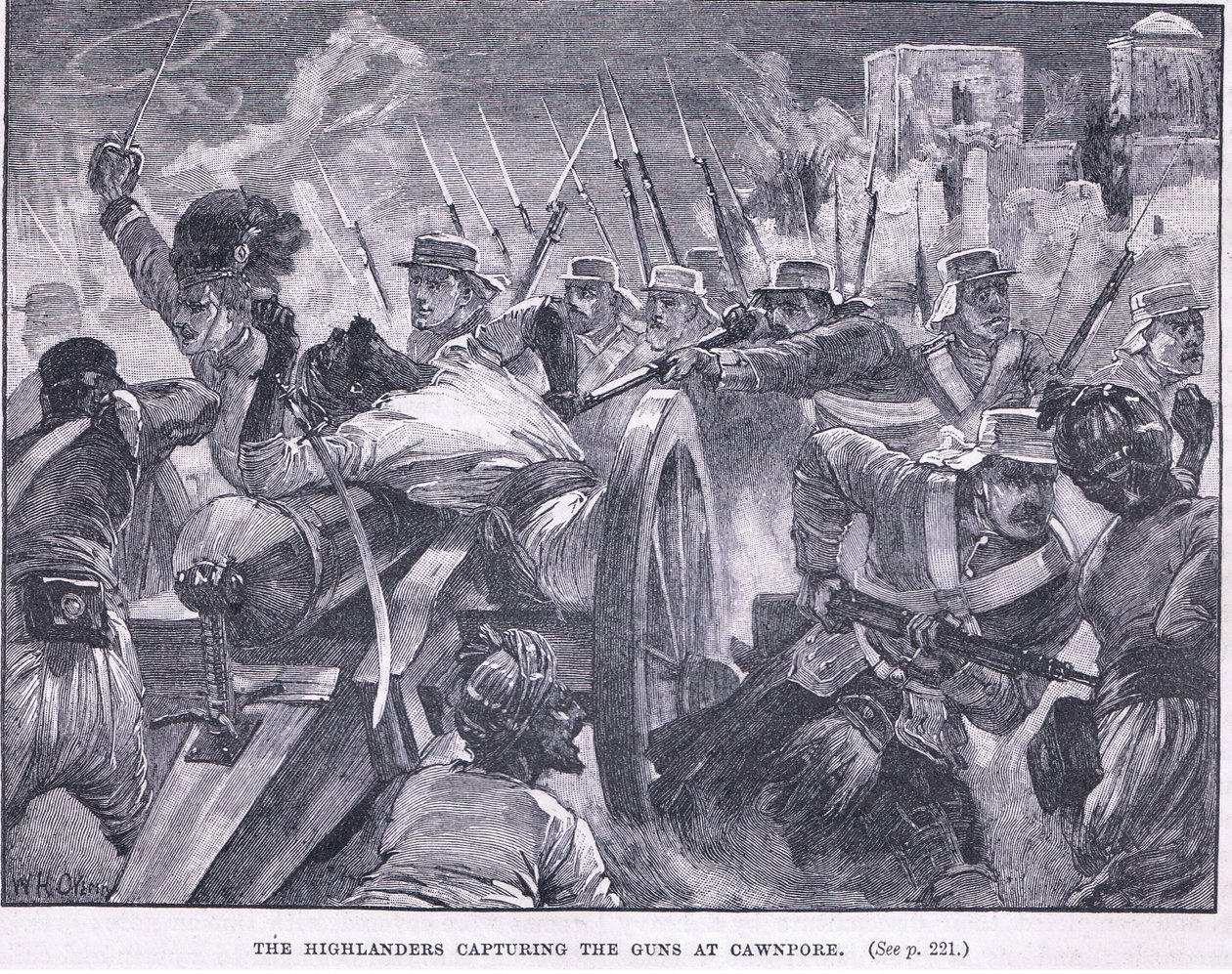 A hegyvidékiek elfoglalják Cawnpore-t i.sz. 1857-ben alkotó: William Heysham Overend