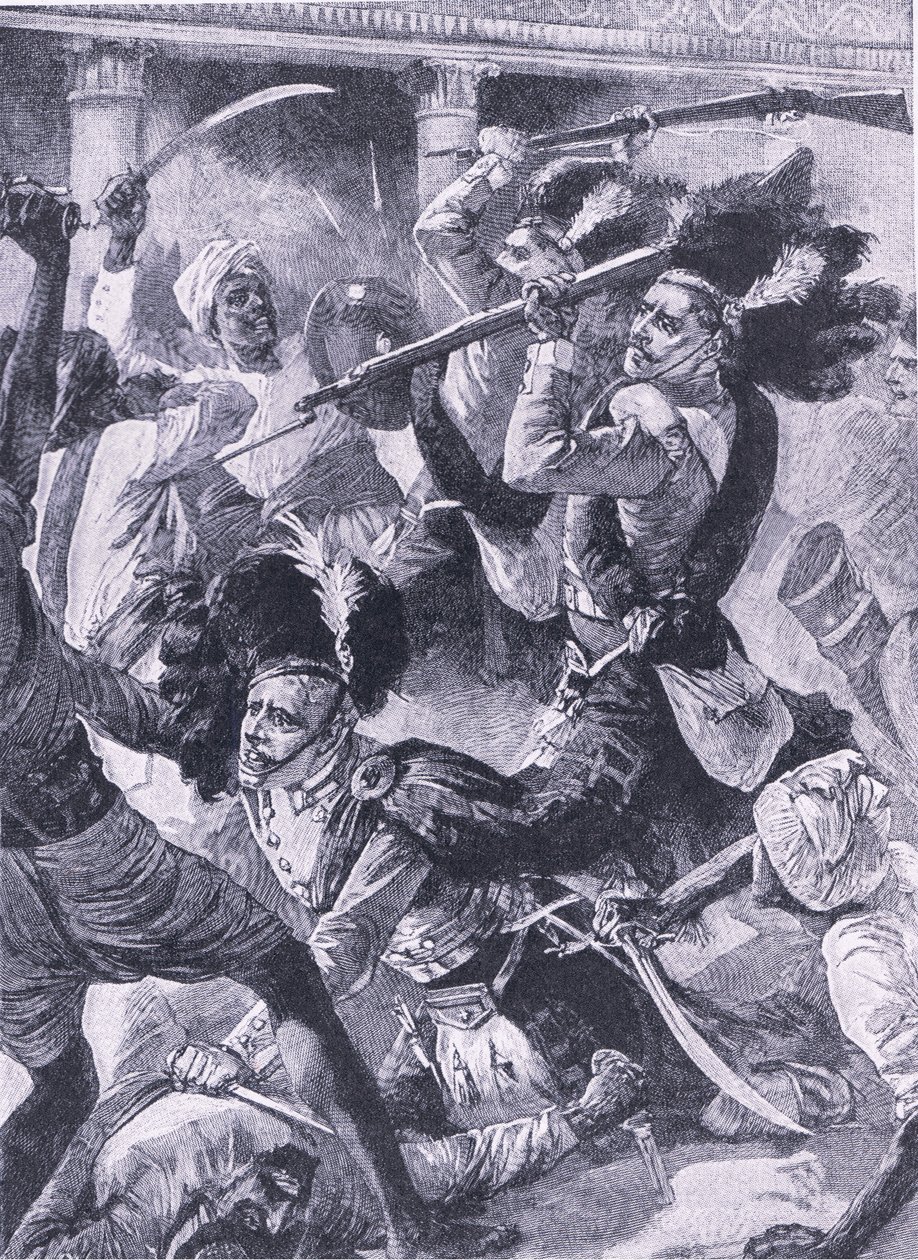 Lucknow második domborműve, illusztráció a "Brit csaták szárazföldön és tengeren" című könyvből alkotó: William Heysham Overend
