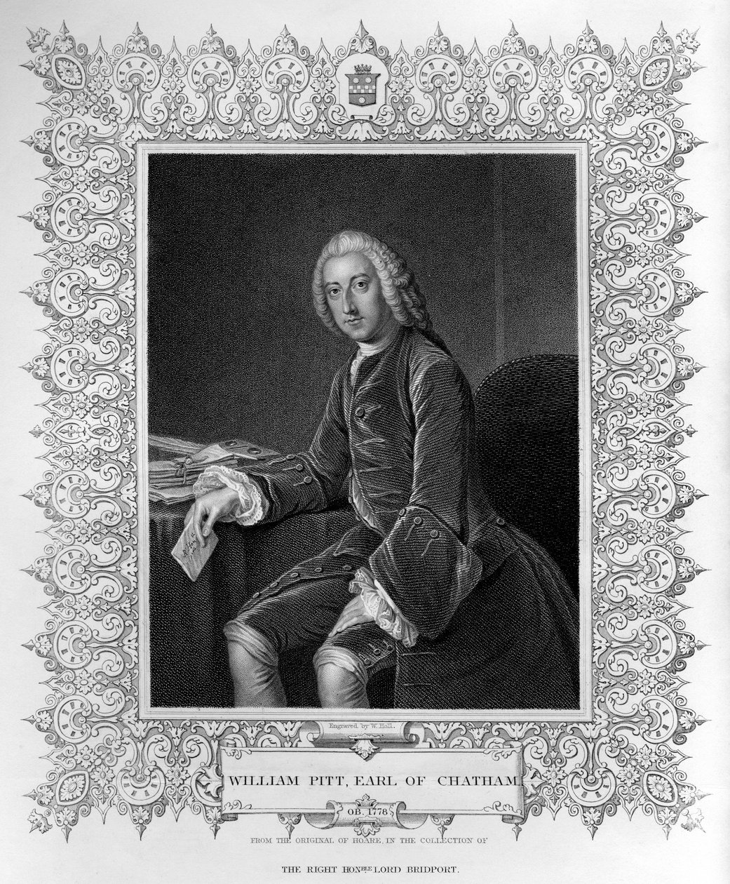 William Pitt, Chatham 1. grófjának portréja, ifjabb William Holl (1807-71) metszete alkotó: William Hoare