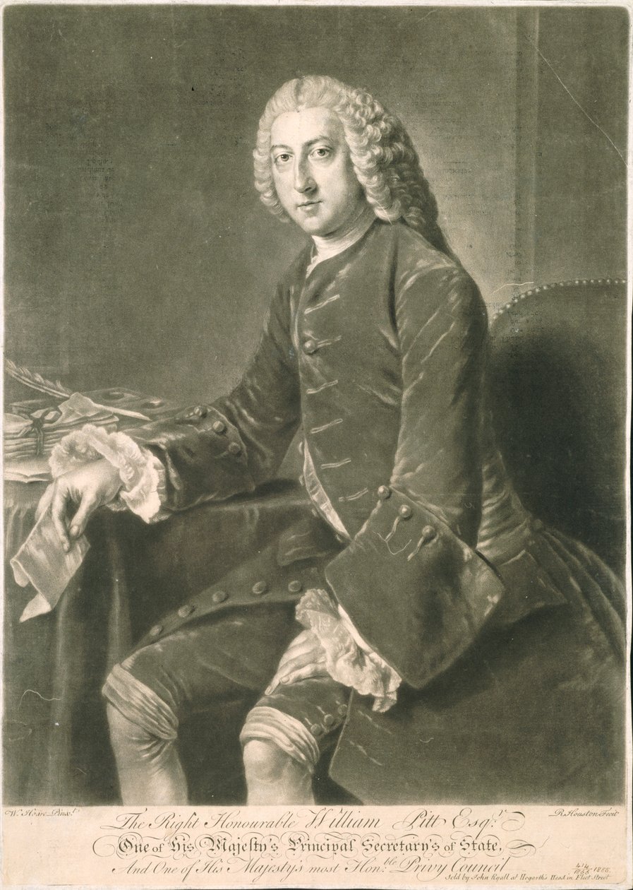 William Pitt, első államtitkár, Richard Houston (1721-75) metszete. alkotó: William Hoare