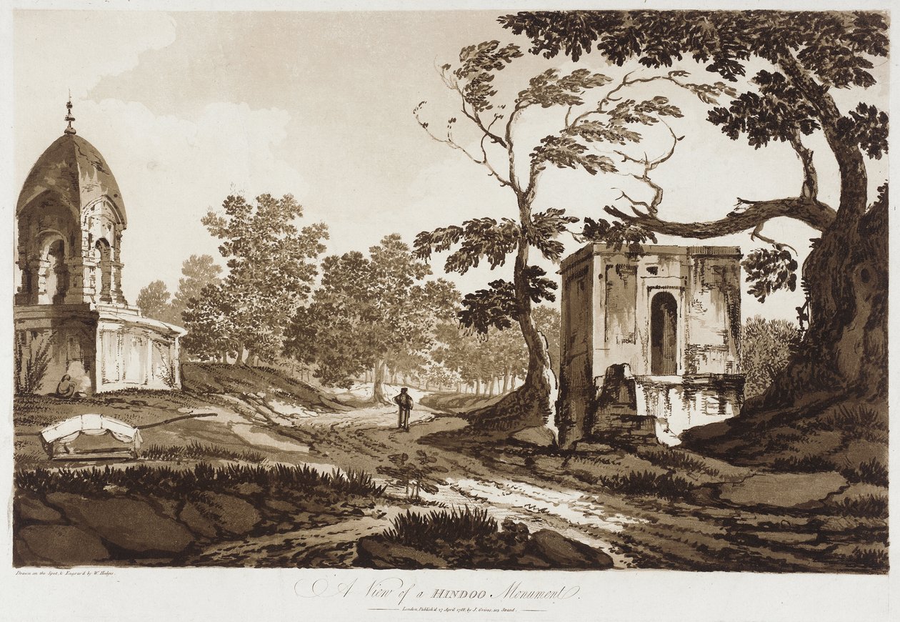 Egy hindu emlékmű látképe [Murshidabad közelében, Nyugat-Bengálban] a „Select Views in India” című műből alkotó: William Hodges
