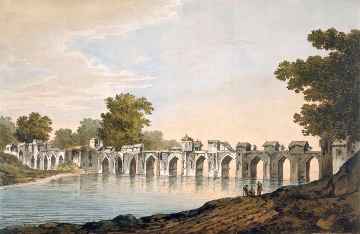 Kilátás az Ilionpoor-i hídra a Goomty folyó felett, pub. 1785-88. alkotó: William Hodges