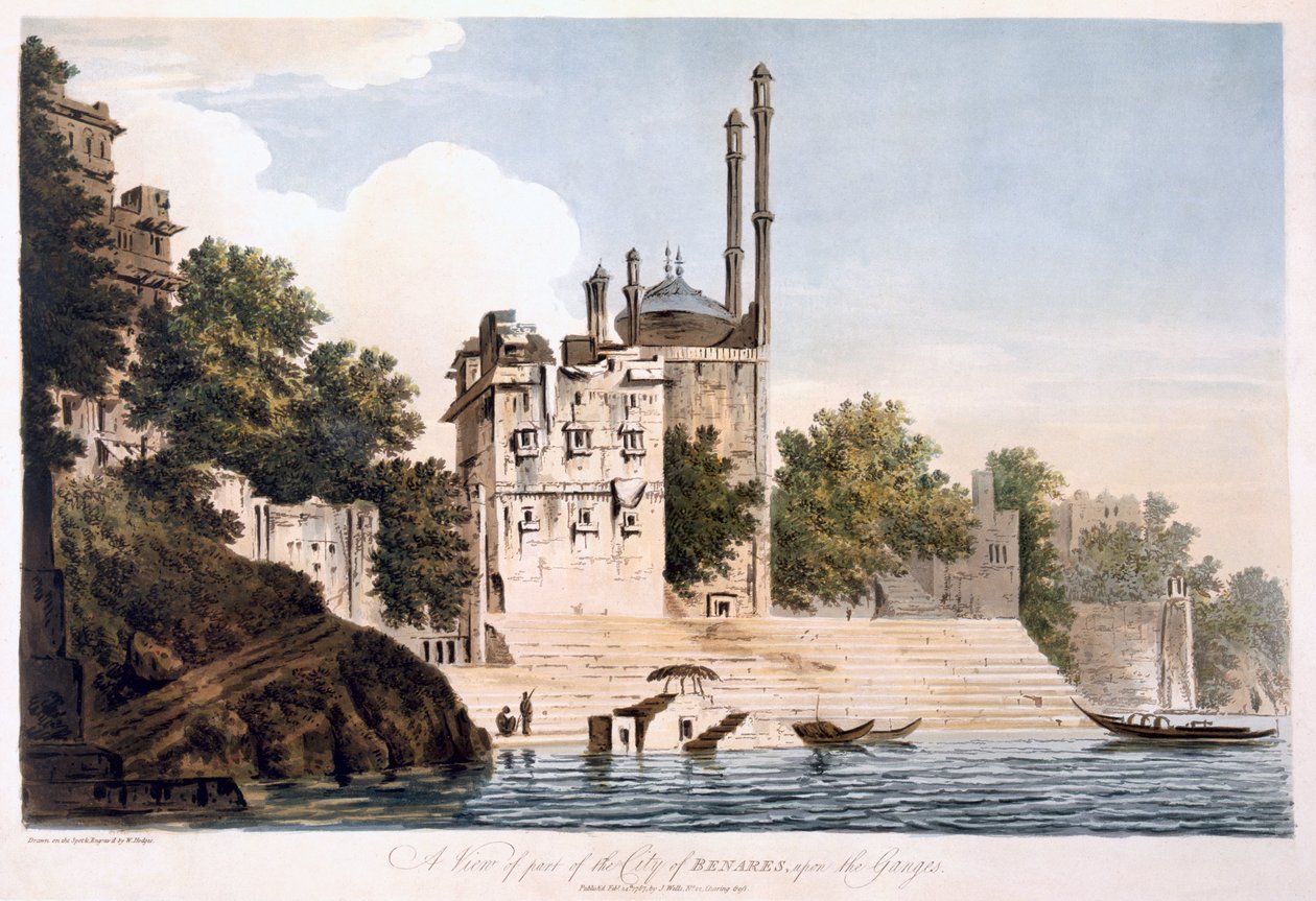 Benares a Gangesznél, 1787 (akvatinta) alkotó: William Hodges
