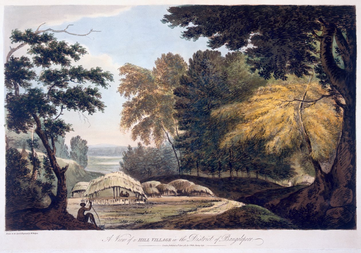 Hill Village Bauhelepoor kerületben, 1787 (akvatinta) alkotó: William Hodges