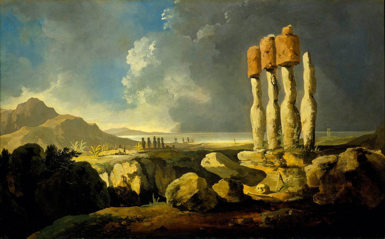 Emlékművek a Húsvét-szigeten, 1776 körül (olaj, tábla) alkotó: William Hodges