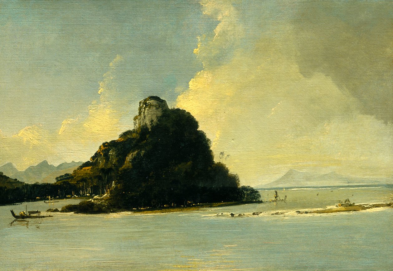 Owharee kikötő, Huahine alkotó: William Hodges