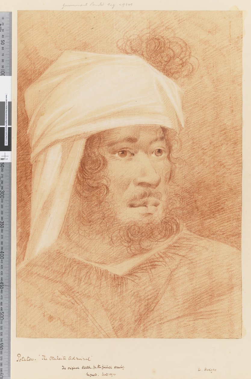 17. oldal Potatow, az Otaheite admirális, 1768-75 (vörös-fehér kréta) alkotó: William Hodges