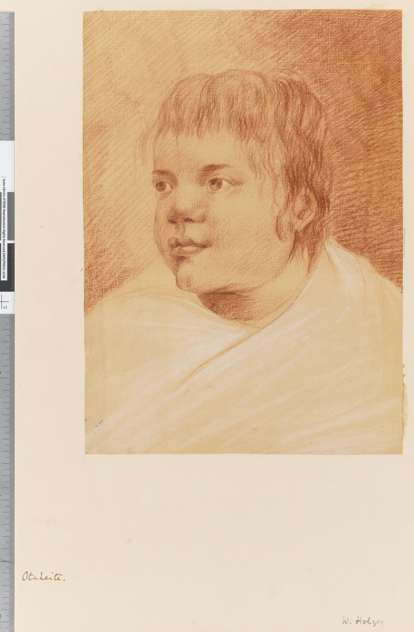 18. oldal Otaheite őshonos, 1768-75 (vörös és fehér kréta) alkotó: William Hodges