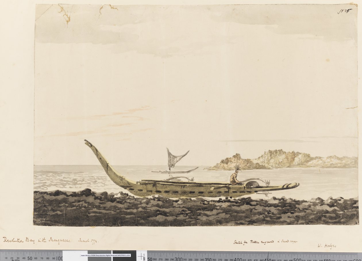 25. oldal Resolution Bay a Marquesas-szigeteken. 1774 alkotó: William Hodges
