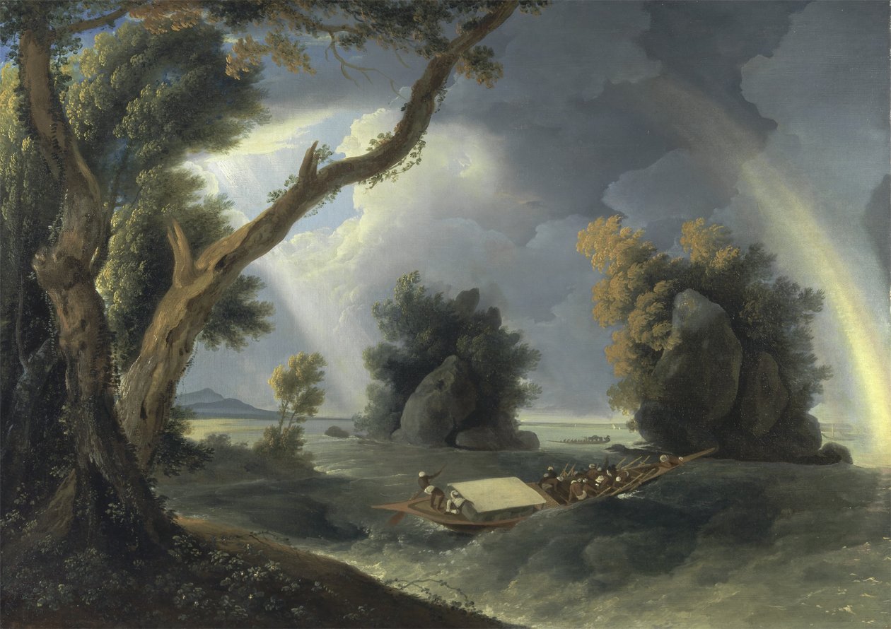 Vihar a Gangesen, Mrs Hastingsszel a Colgon-sziklák közelében, 1790 körül (olaj, vászon) alkotó: William Hodges