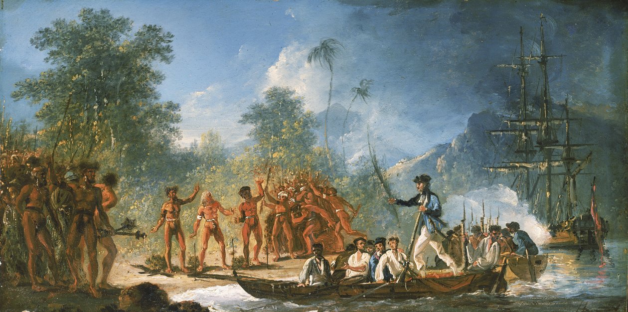 Tanna (Tana), az Új-Hebridák egyik partraszállási helye. alkotó: William Hodges