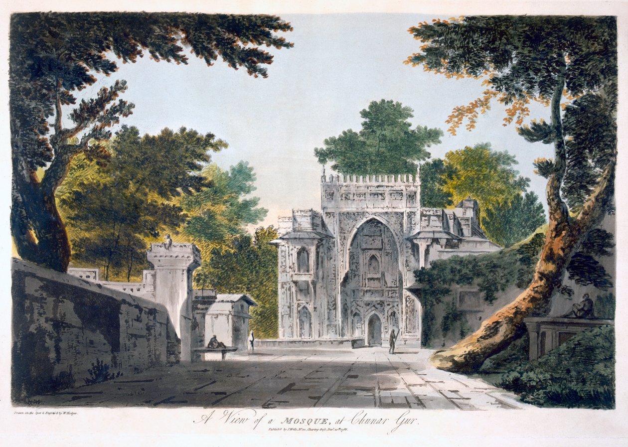 Kilátás a Chunar Gur-i mecsetre, 1786 (akvatinta) alkotó: William Hodges