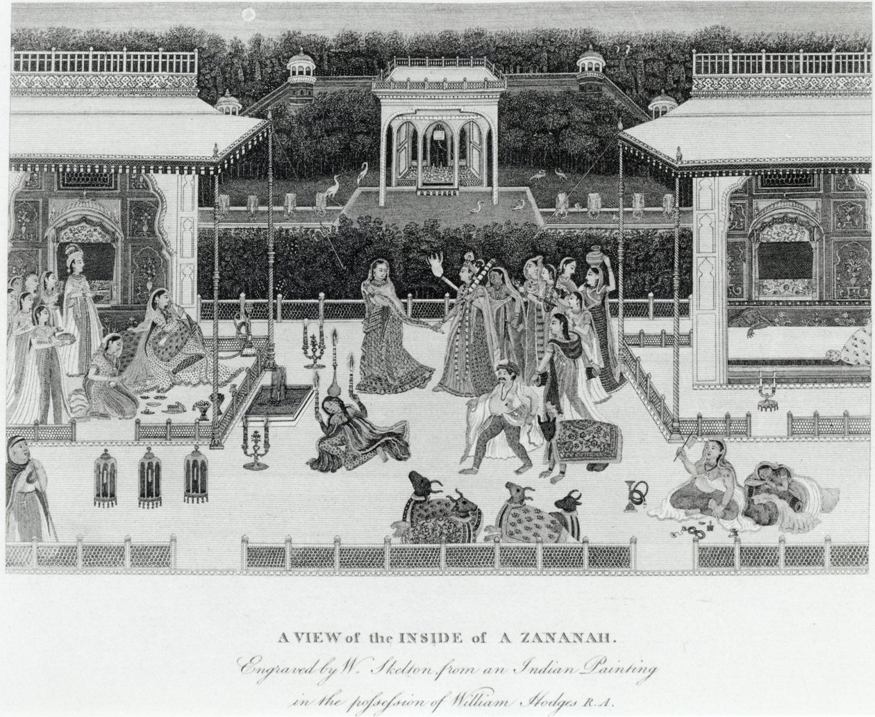Kilátás a Zananah belsejéről, William Skelton (1763-1848) metszetével alkotó: William Hodges