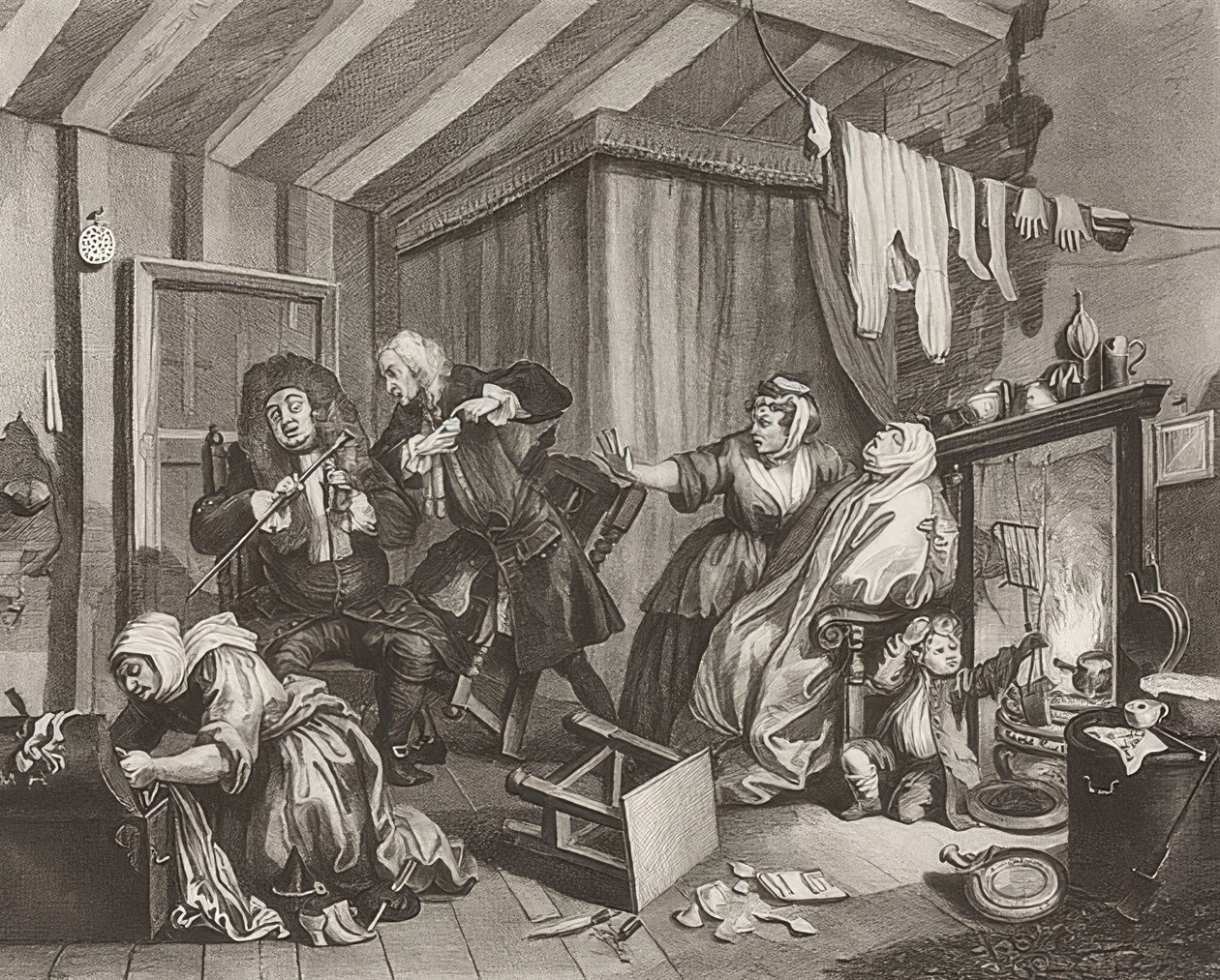 Egy szajha? S Haladás / A kurva útja. 5. lap: Halál. 1732 alkotó: William Hogarth
