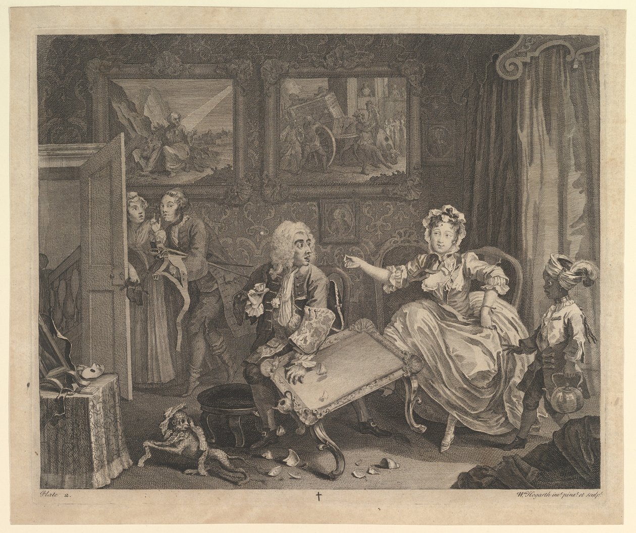 A parázna fejlődés, 2. tábla, 1732. április. alkotó: William Hogarth