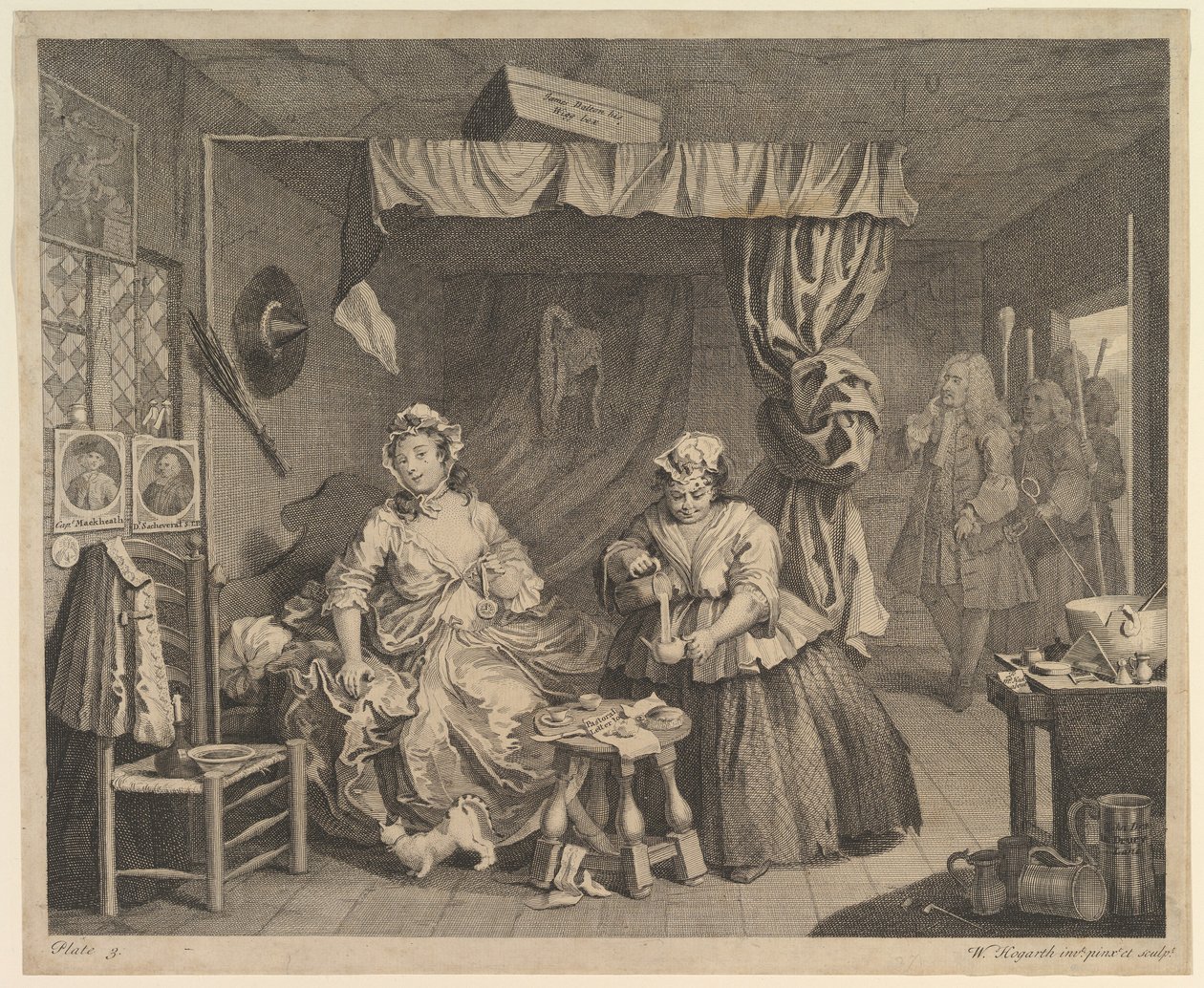 A parázna fejlődés, 3. tábla, 1732 áprilisa előtt. alkotó: William Hogarth