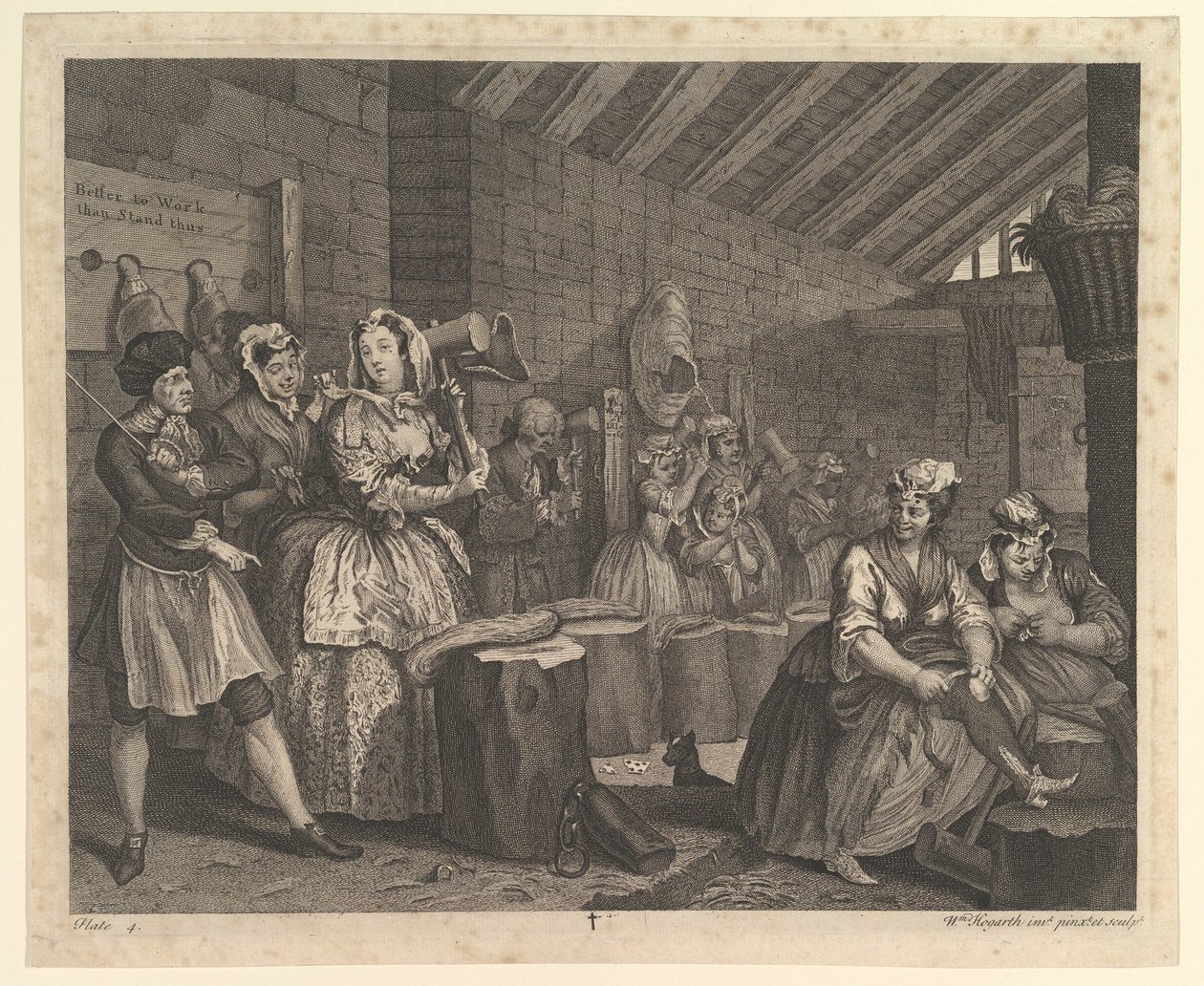 A parázna fejlődés, 4. tábla, 1732. április. alkotó: William Hogarth