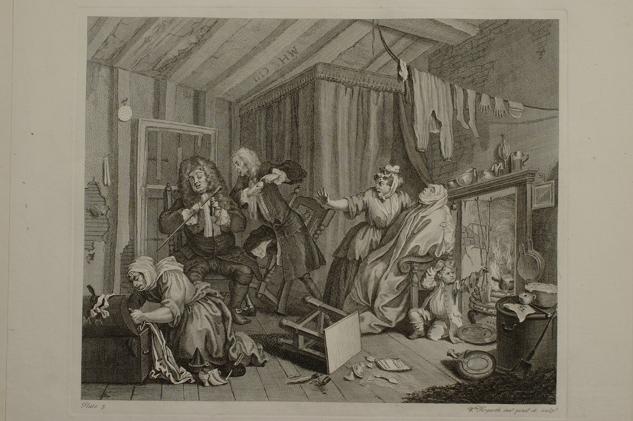 Egy prostituált pályafutása: 5. tábla alkotó: William Hogarth