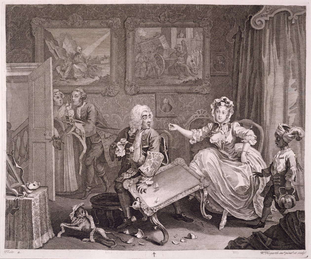 A parázna fejlődése, II. lemez, a „The Original and Genuine Works of William Hogarth”-ból, Londonban, 1820-22 alkotó: William Hogarth