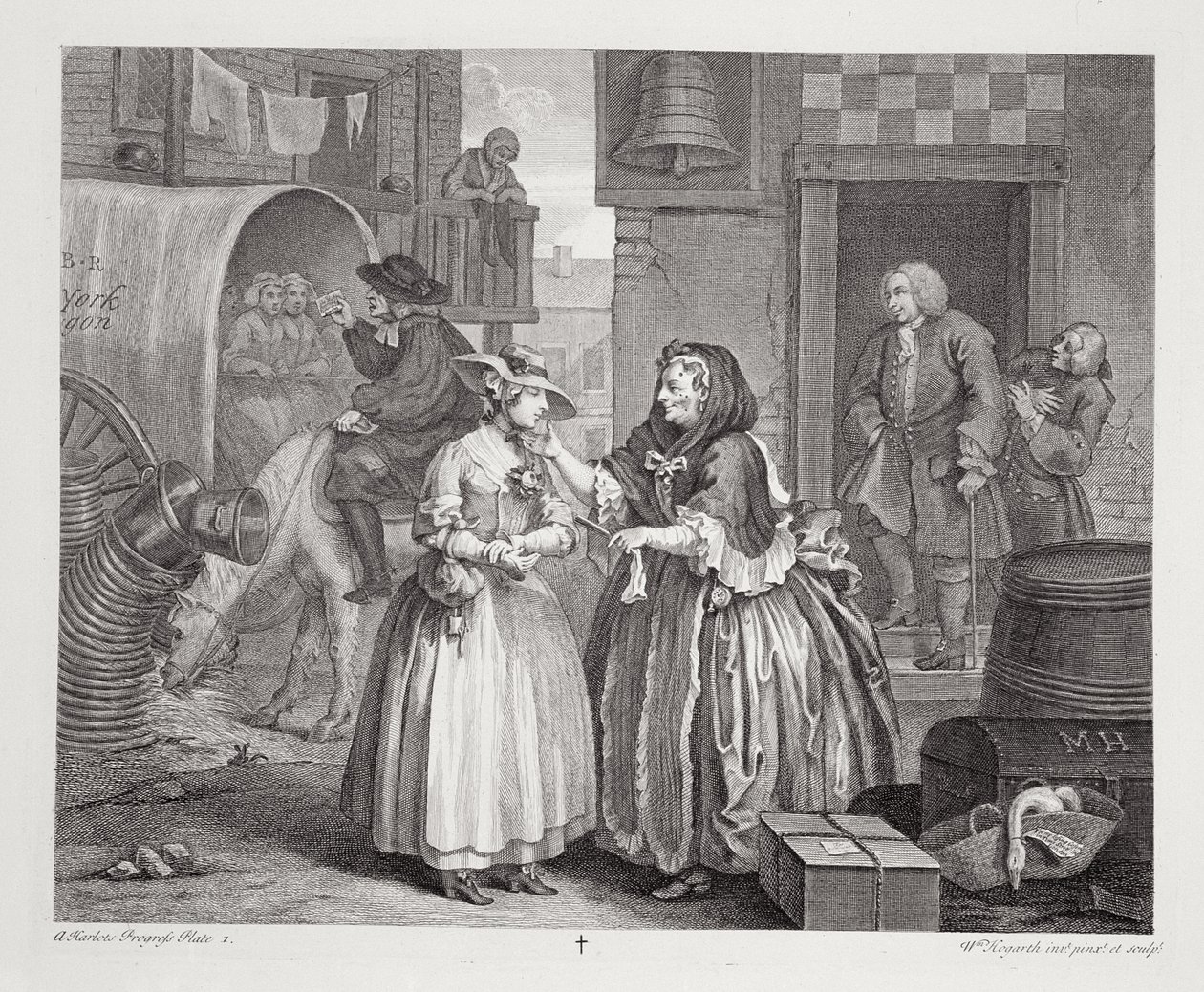 Egy szajha fejlődése, I. lemez, a „William Hogarth eredeti és eredeti műveiből”, Londonban, 1820-22 alkotó: William Hogarth