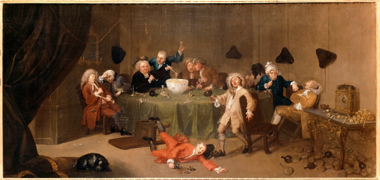 Egy éjféli modern beszélgetés ... (olaj, vászon) alkotó: William Hogarth