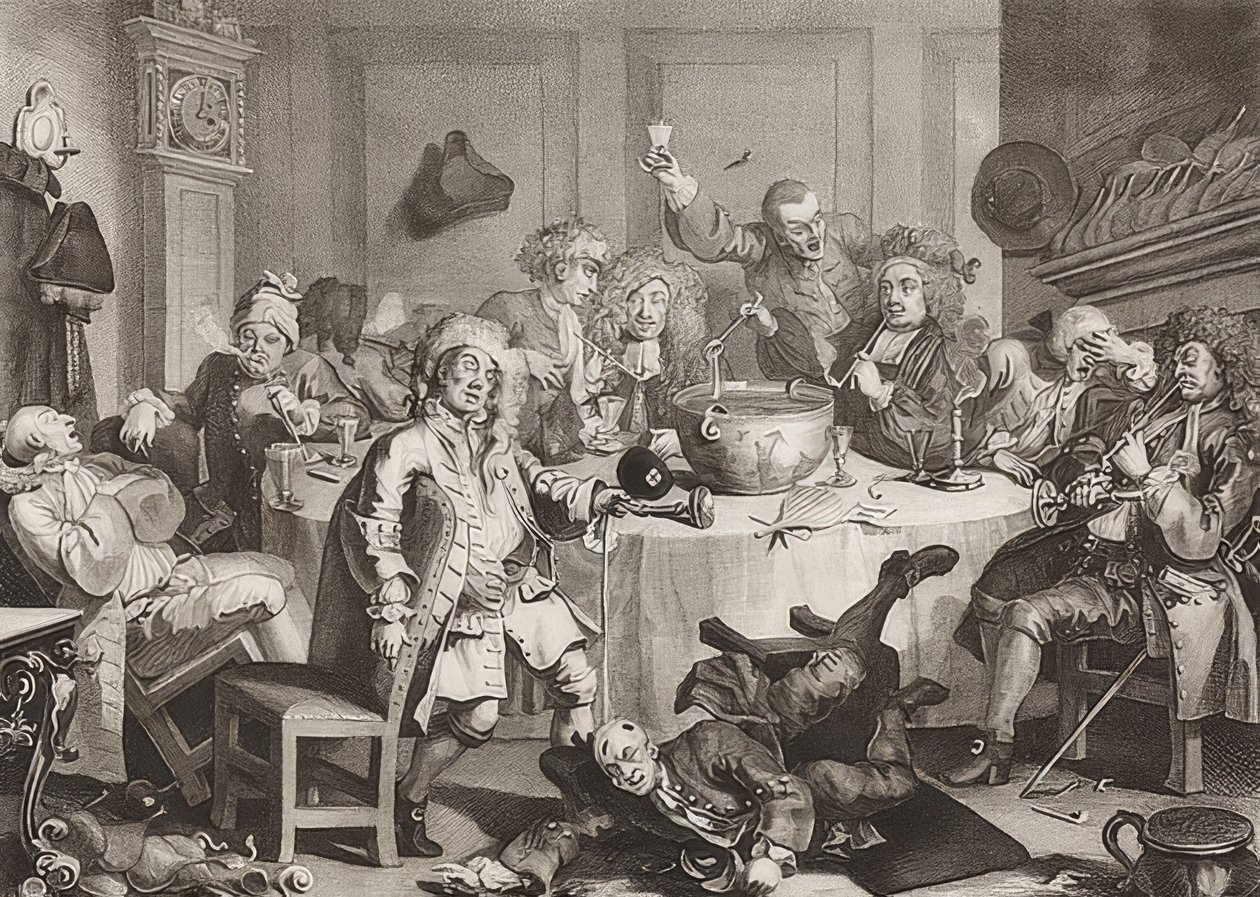 Egy éjféli modern beszélgetés. 1733 alkotó: William Hogarth