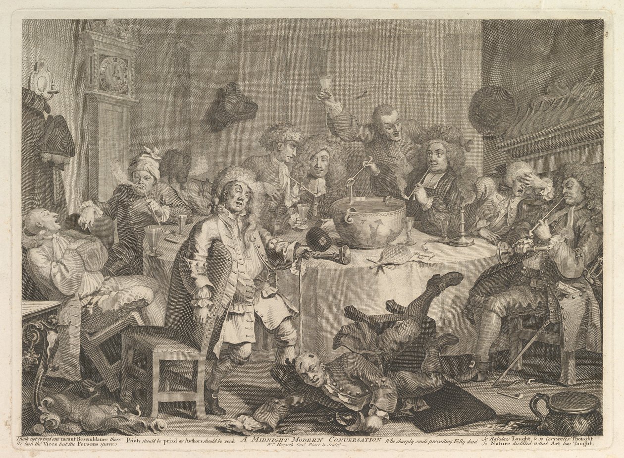 Egy éjféli modern beszélgetés, 1732. március. alkotó: William Hogarth
