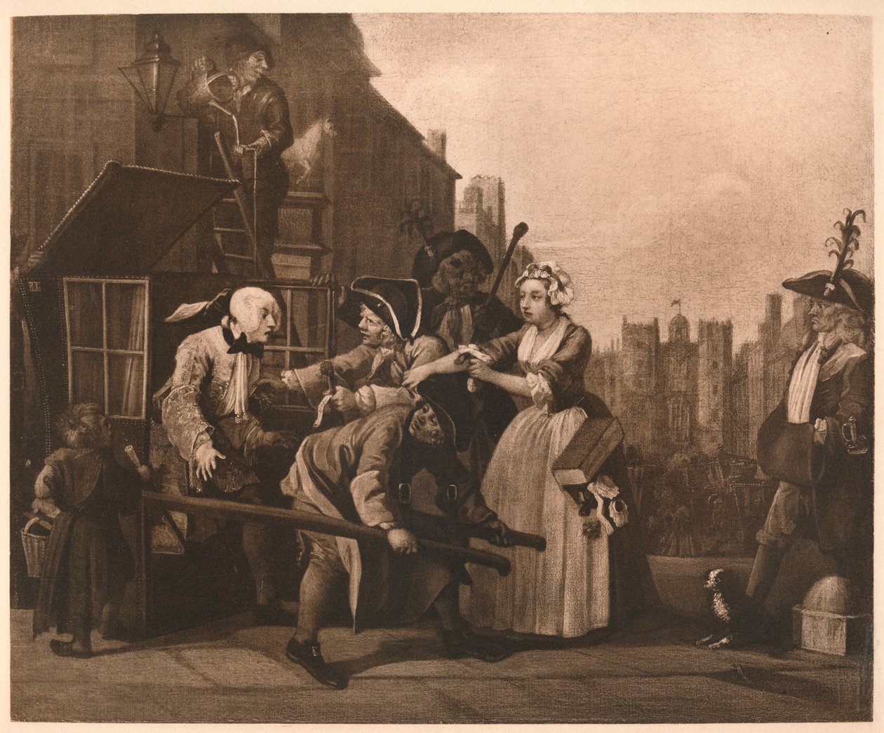 A Rakes Progress – 4: A letartóztatás, 1733. alkotó: William Hogarth