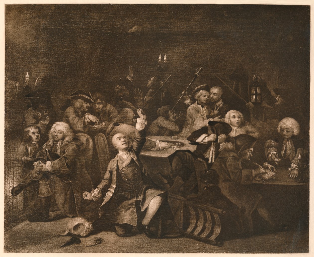 A Rakes Progress - 6: The Gaming House, 1733. alkotó: William Hogarth