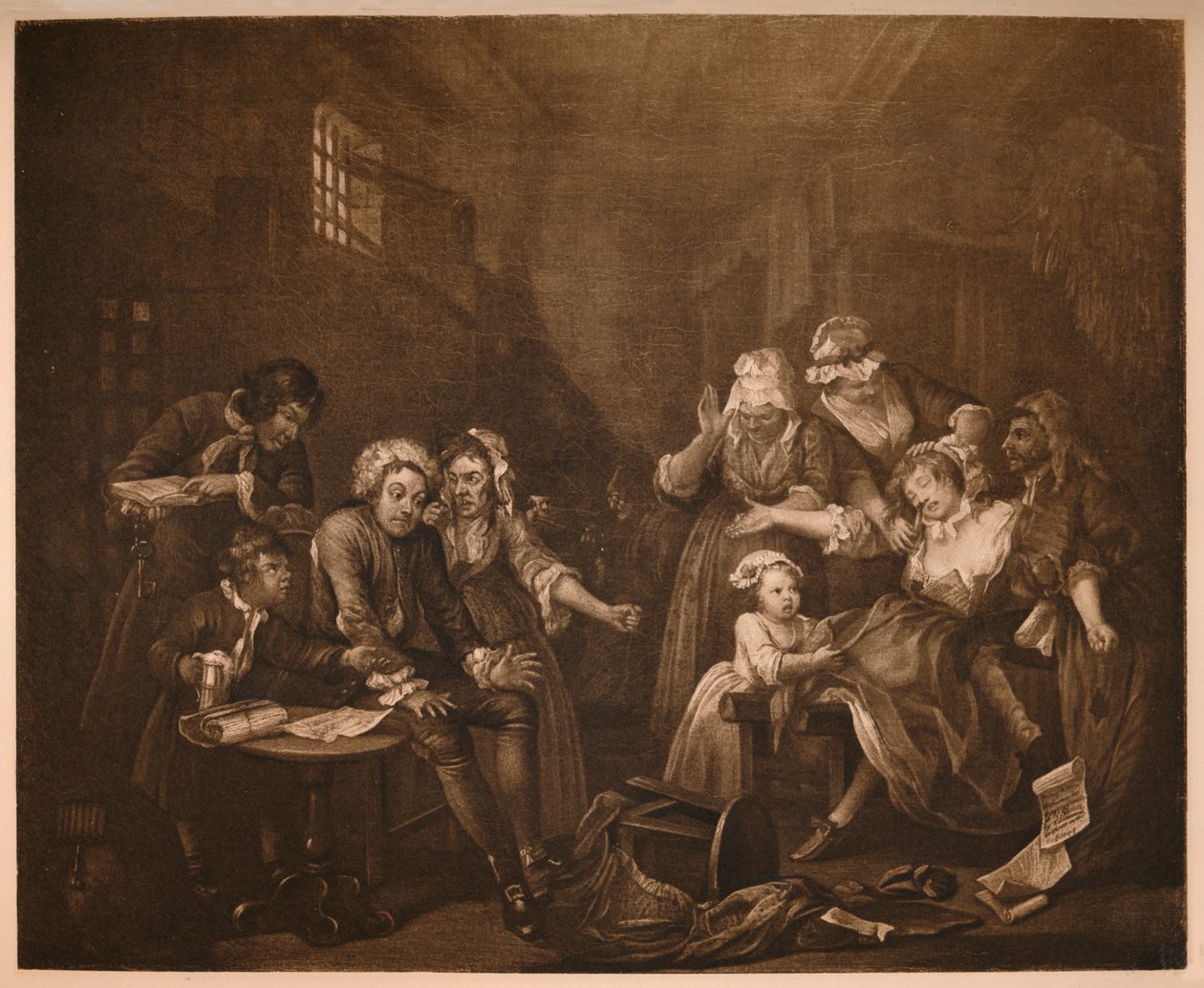 A Rakes Progress - 7: Fleet Prison, 1733. alkotó: William Hogarth