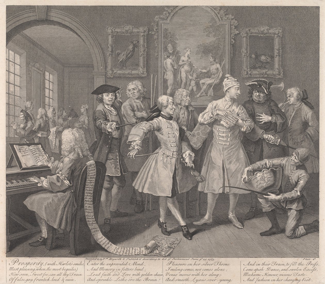 Egy tékozló útja, 2. tábla: Fogadónapja alkotó: William Hogarth