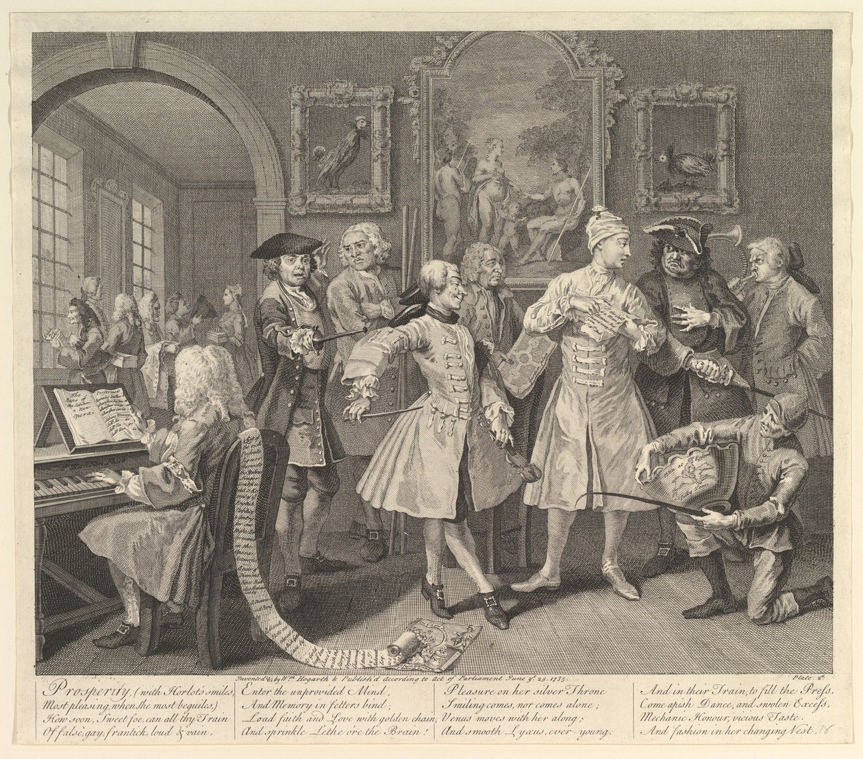 A Rakes Progress, 2. tábla, 1735. június 25. alkotó: William Hogarth