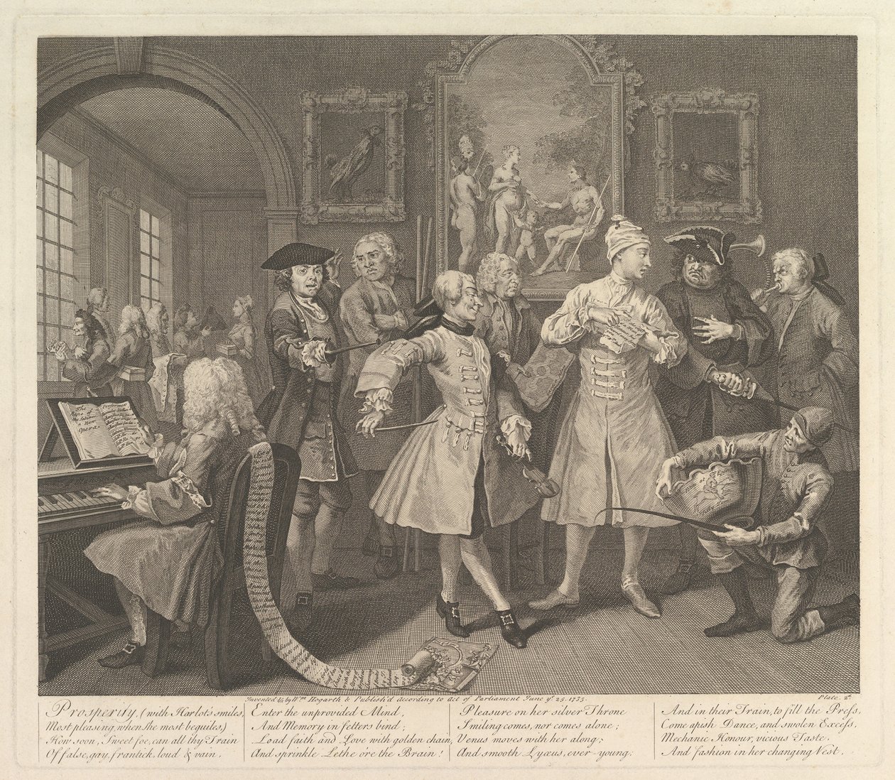 A Rakes Progress, 2. tábla, 1735. június 25. alkotó: William Hogarth