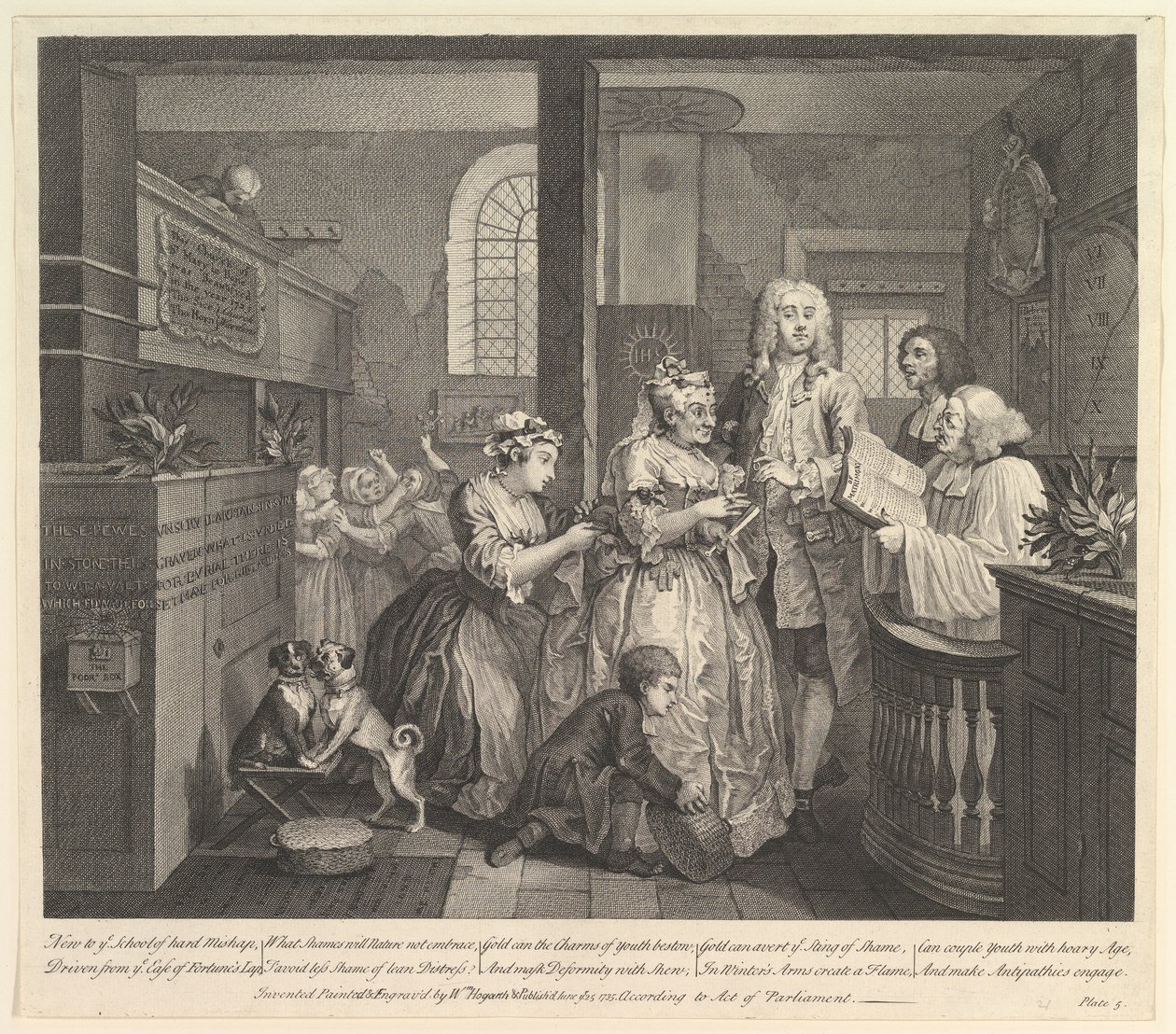 A Rakes Progress, 5. tábla, 1735. június 25. alkotó: William Hogarth