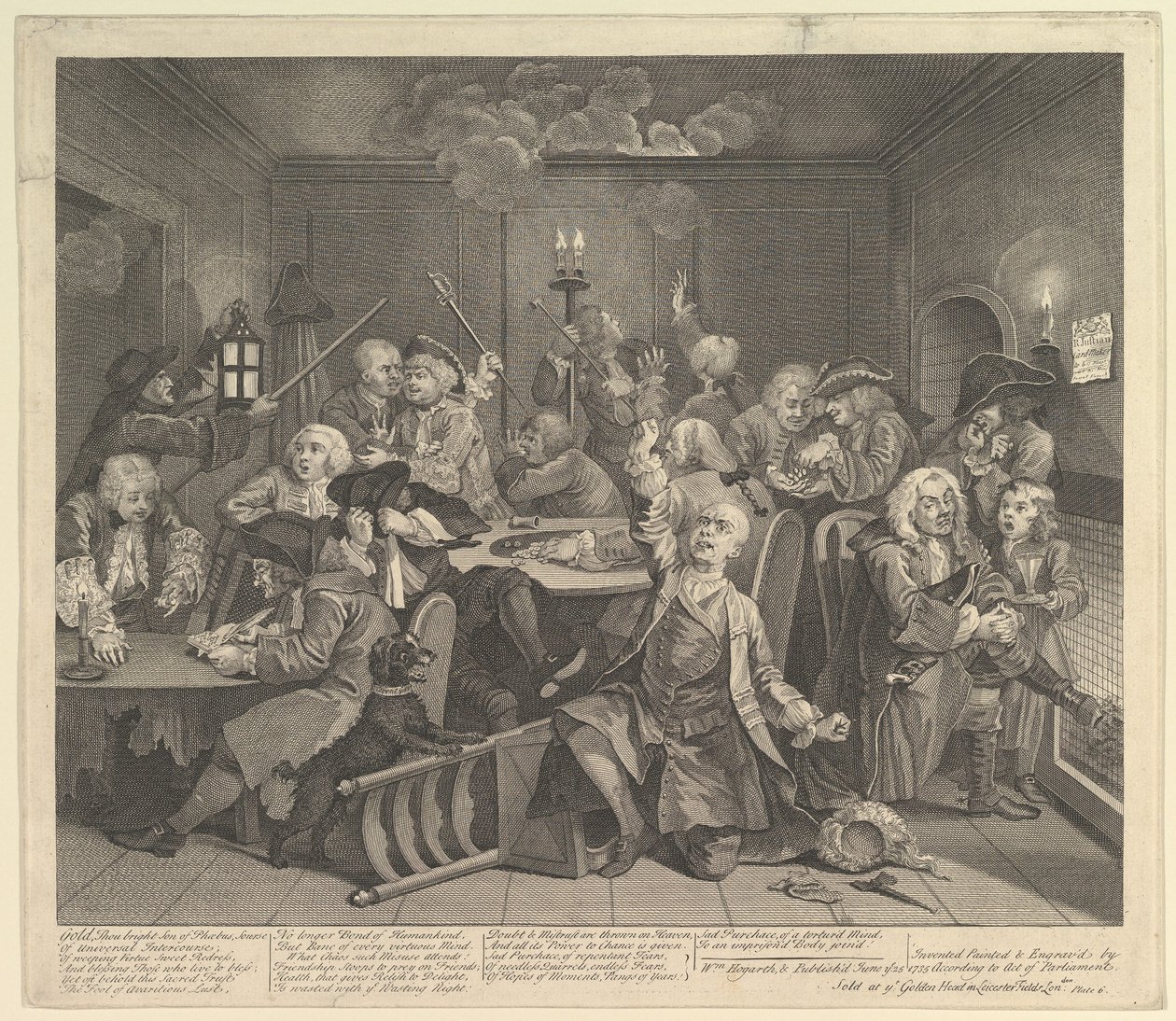 A Rakes Progress, 6. tábla, 1735. június 25. alkotó: William Hogarth