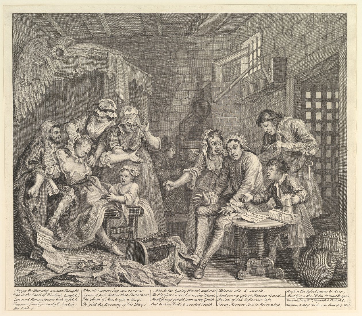 A Rakes Progress, 7. tábla, 1735. június 25. alkotó: William Hogarth