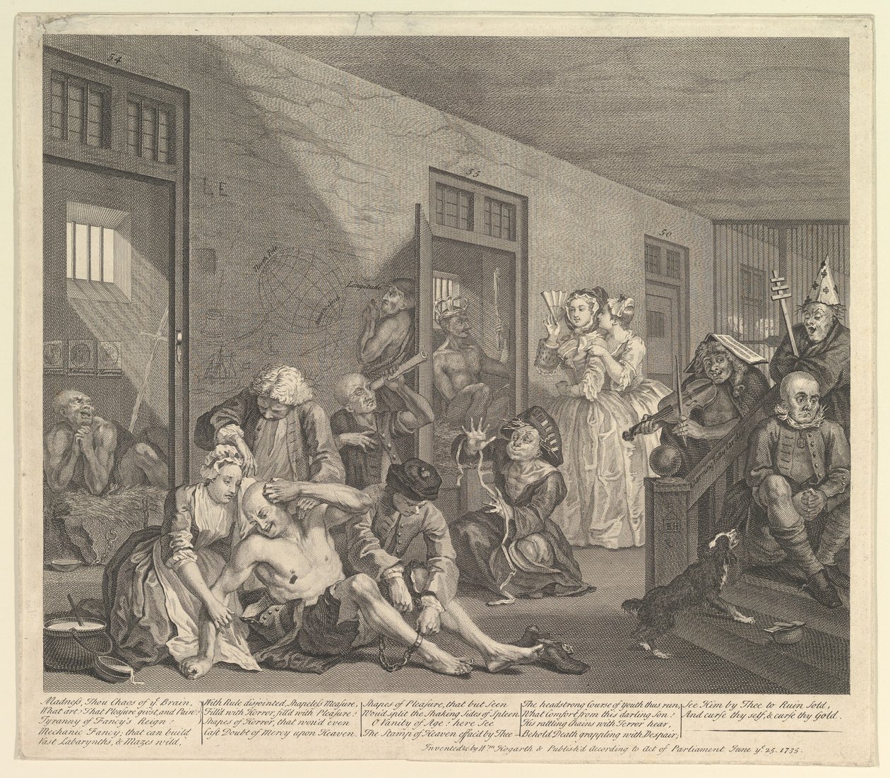 A Rakes Progress, 8. tábla, 1735. június 25. alkotó: William Hogarth