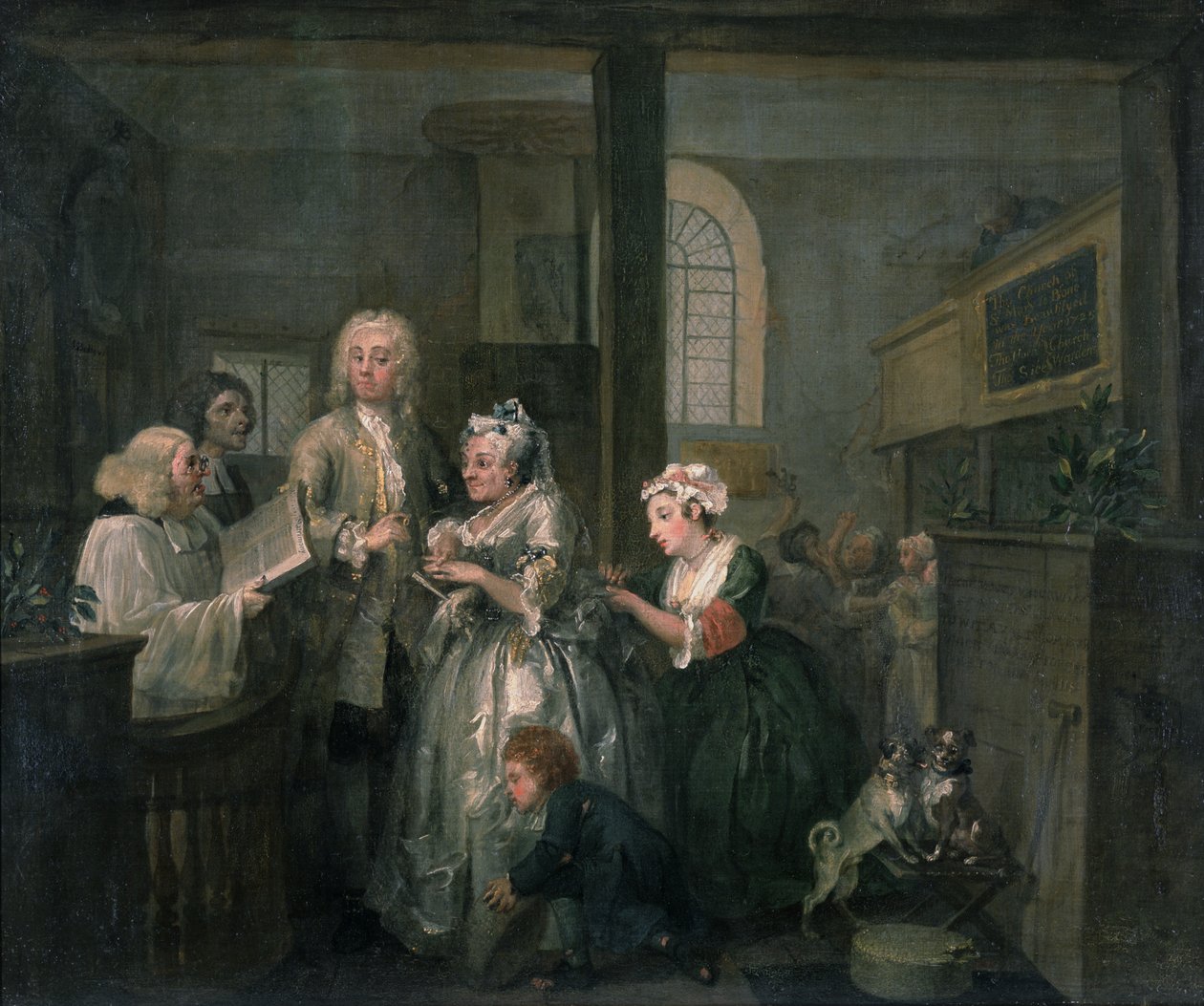 Egy gereblye fejlődése V: A gereblye feleségül vesz egy öregasszonyt, 1733 alkotó: William Hogarth