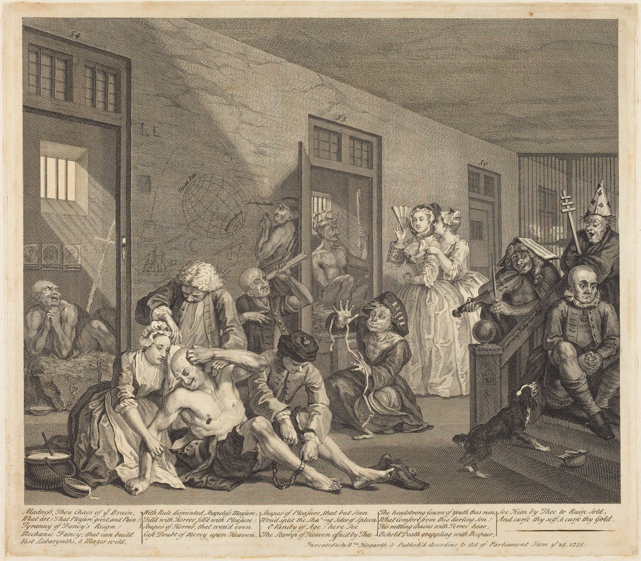 Egy kicsapongó élete: 8. tábla alkotó: William Hogarth