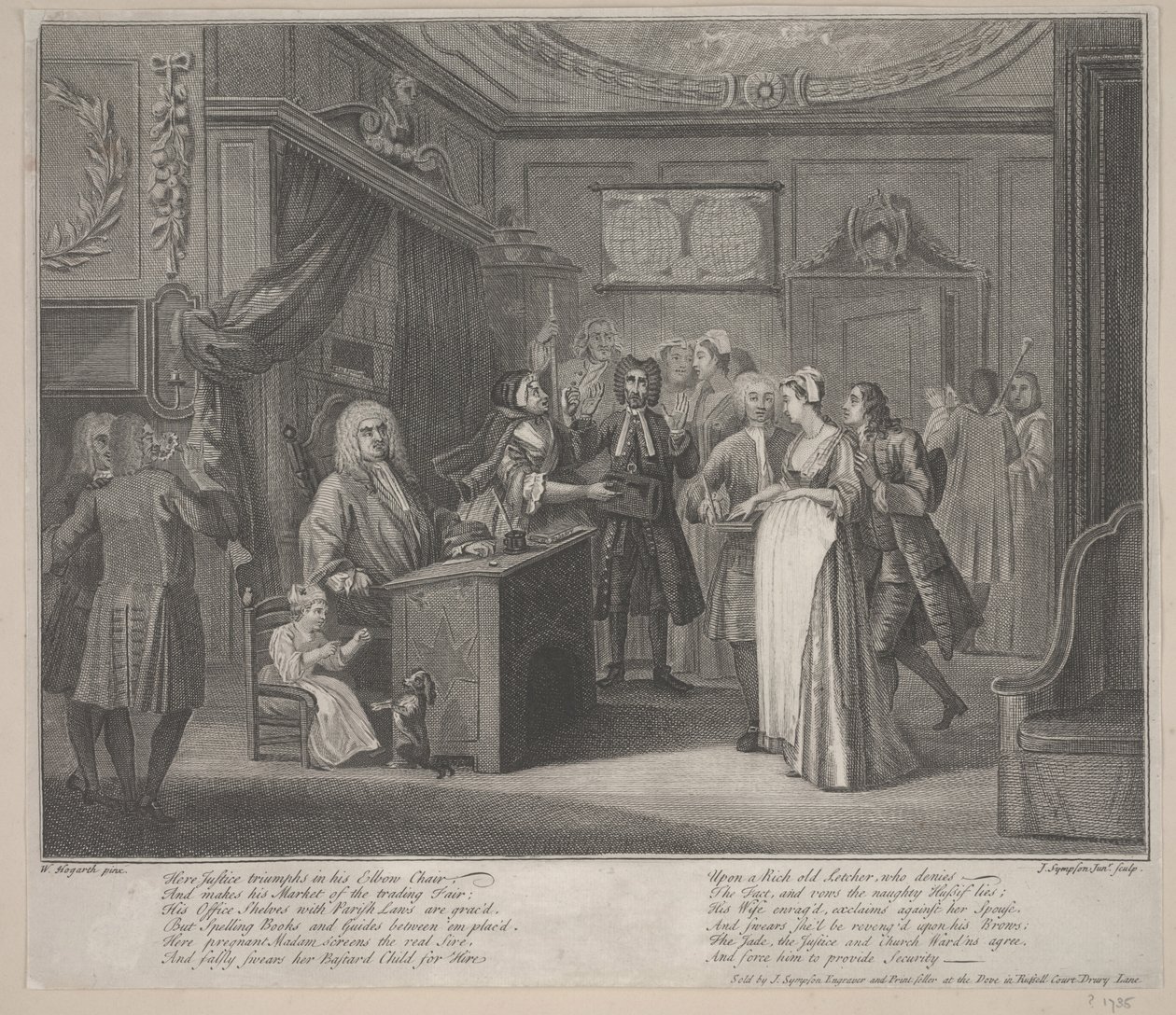 Egy nő, aki gyermeket esküdött egy sírpolgárra, 1730-35 körül (rézkarc) alkotó: William Hogarth