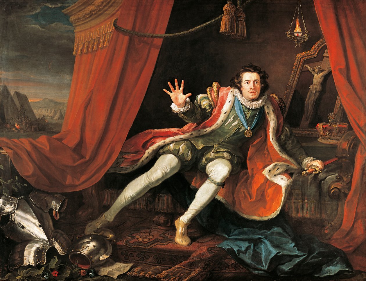 David Garrick (1717-1779) színész III. Richard címszerepében, William Shakespeare (1564-1616), William Hogarth (1697-1764), olaj, vászon alkotó: William Hogarth