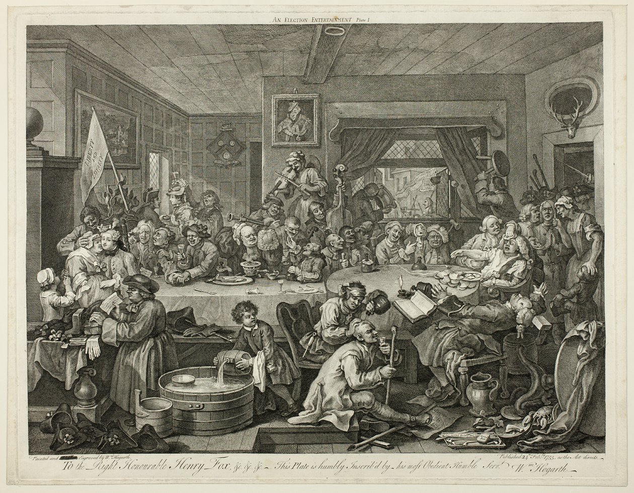 Választási szórakozás, első lemez a Four Prints of an Election-ből alkotó: William Hogarth
