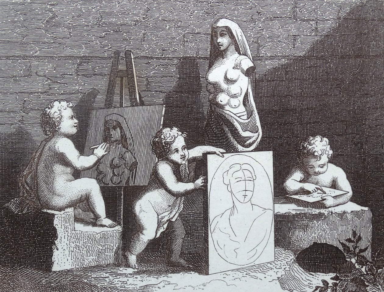 Fiúk kukucskálnak a természetben alkotó: William Hogarth