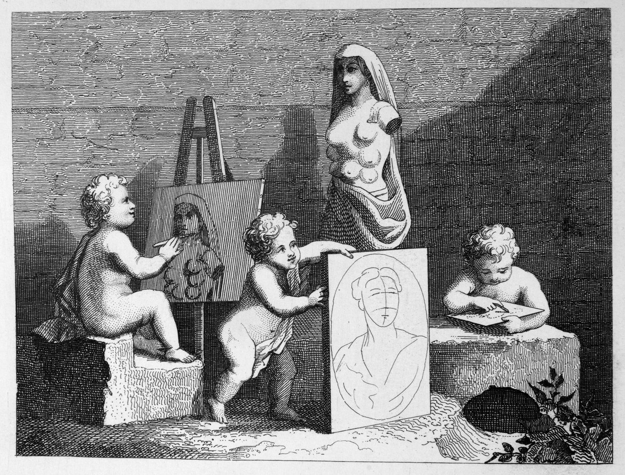 Fiúk kukucskálnak a természetben alkotó: William Hogarth
