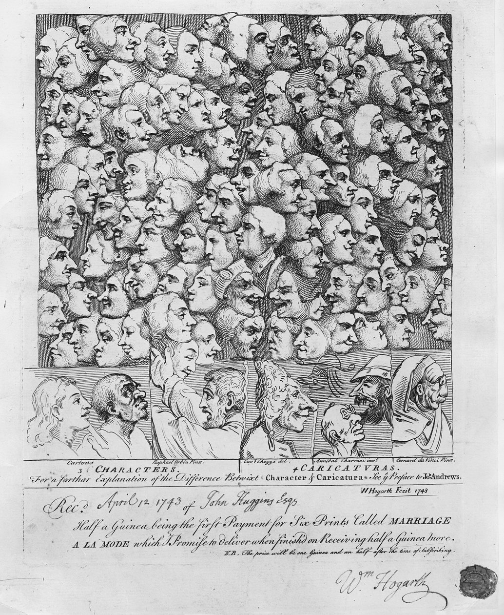 Karakterek és karikatúrák, 1743 áprilisában jelent meg alkotó: William Hogarth
