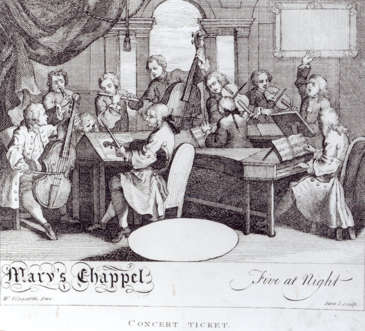 Koncertjegy a Mária-kápolnába alkotó: William Hogarth