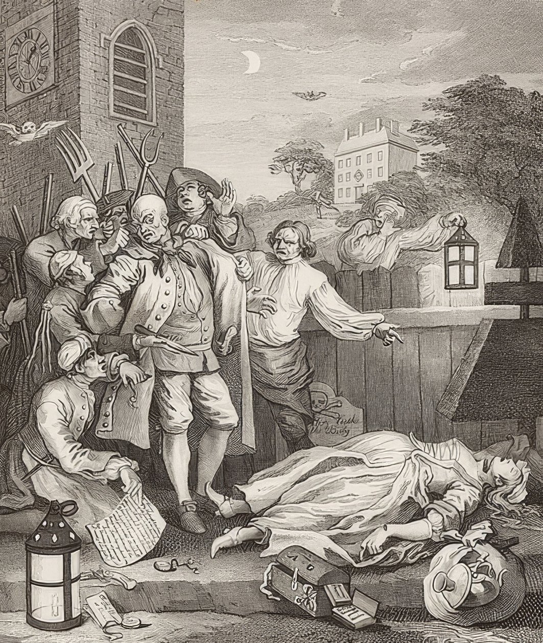 Kegyetlenség a tökéletességben. From: The Four Stages of Cruelty / A kegyetlenség négy szakasza. 1751 alkotó: William Hogarth