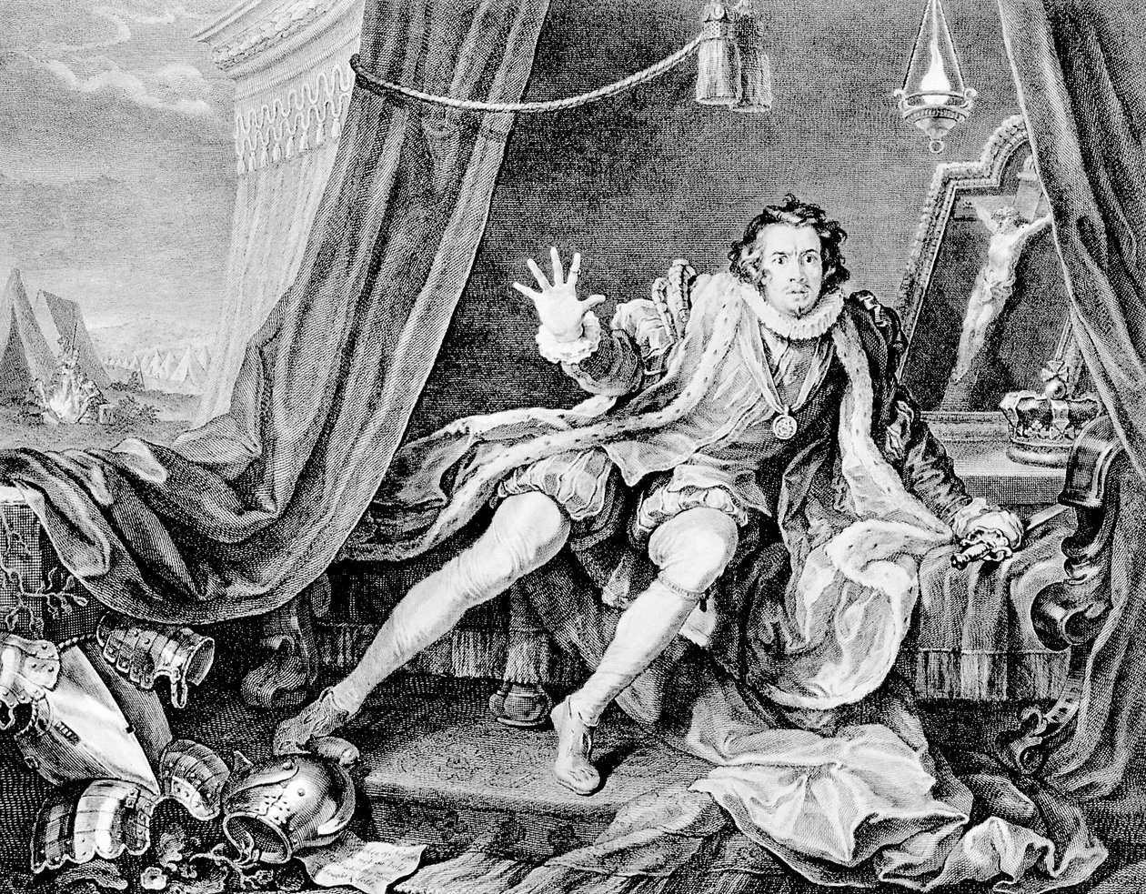 David Garrick mint Richard III, 1746. alkotó: William Hogarth