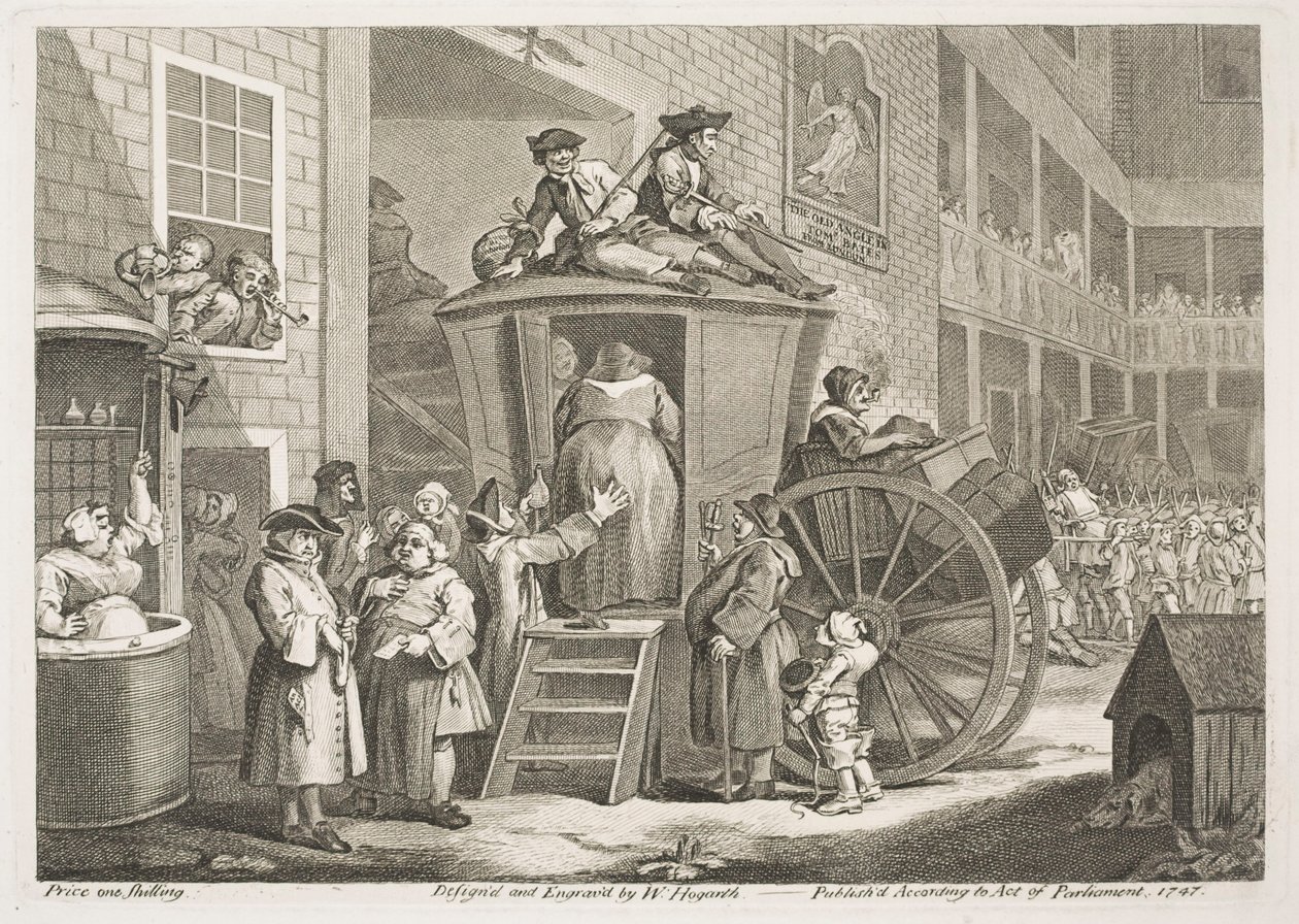 A postakocsi avagy a vidéki fogadó udvara alkotó: William Hogarth